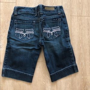 Seven7 denim logo with rhinestone Bermuda shorts